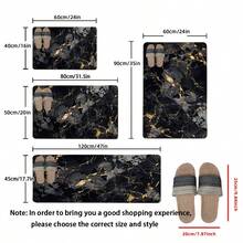 1pc Black And Gold Marble Pattern Floor Mat, Soft Plush Surface, Modern Minimalist Style, Home, Bathroom, Kitchen Decor, Anti-Fatigue Mat Room Decor Bathroom Accessories Back To School Entryway Decor Bathroom Kitchen Decor - Multicolor - View 3