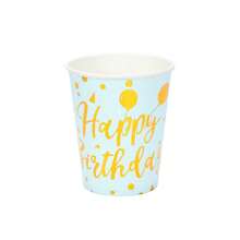 50 piezas/80 piezas Juego de vajilla para fiesta de cumpleaños en azul claro (platos, vasos, servilletas) Decoraciones de fiesta de cumpleaños en azul claro y dorado para hombres y niños, para 10/20 invitados - oro azul - Ver 8