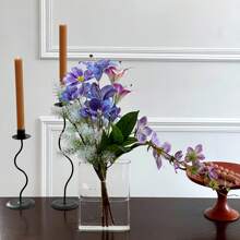 1pc Book Shaped Vase,Acrylic Clear Vase Perfect For Fresh Flowers, Ideal Living Room Office Home Table Decor Gift For Birthday Graduation Eid Al-Adha