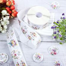 500pcs/Roll Adorable Flower Thank You Stickers For Small Business, Bakery Packaging, Wedding Giveaways & Bridal Shower Parties