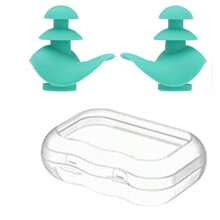 2pcs Reusable Silicone Swimming Ear Plugs, Comfortable Soft Triple-Layer Shark Fin Design, Suitable For Swimming, Surfing, Snorkeling, Shower, Pond And Beach Water Sports - Random Style - Christmas Gift