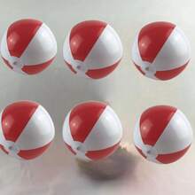 16"/40cm Inflatable Red & White Beach Ball, PVC Material Multicolor Beach Play Ball Toy - Multicolor - View 9