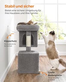 Kratzbaum M-XL Katzenbaum, mit 2 Häuschen, Sisalstämme, kompakt - Hellgrau - Übersicht 8