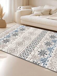 1 pieza Alfombra grande de estilo bohemio con patrón geométrico marroquí, alfombra de estilo Ins para decoración del hogar, para sala de estar/dormitorio/entrada/cocina/baño - Multicolor - Ver 5