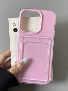 Funda de teléfono de color caramelo de 2 en 1 compatible con iPhone 16, 15, 14, 13, 12, 11 Pro Max 16Plus, con ranura para tarjetas, simple, a prueba de golpes y cubierta suave transparente