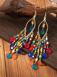 一对葡萄串流苏耳环，适合度假佩戴