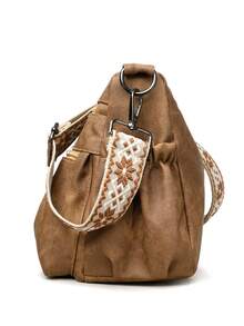 Women's Soft Material Crossbody Bag, Middle-Aged Shoulder Bag, New Spring/Autumn Design - Brown - View 7