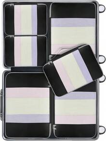 6/8/10 Set Packing Cubes For Travel Luggage Organizer - 06-black - View 7
