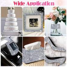 1pc Bling Crystal Rhinestone Ribbon, DIY Self-Adhesive Rhinestone Sticker Ribbon For Wedding Cakes Birthday Crafts Decorations - Silver - View 8