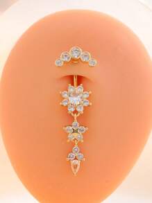 1 Stück Bauchnabel Ring aus Edelstahl mit eingebettetem Zirkonia, klassischer Bauchschmuck für Frauen, geeignet für den täglichen Gebrauch, Urlaub & Lässig