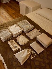 Cirelle 9pcs/Set Travel Packing Cubes, Large Capacity Zipper Organizer Bags, Hand-Held Travel Tote, Storage Bags, Mesh Bags, Cosmetic Pouch, Shoe Bag, Bottle Cover, Drawstring Bags, Regular Pouches, Luggage Bag, Underwear Organizer, Hospital Bag, Shirt, Underwear, Clothes, Cosmetics, Toiletries, Toothbrush And Toothpaste Waterproof Toiletry Kit,Boho Vibes - Multicolor - View 2