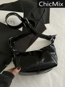 Mini Fashion New Solid Color Wide Shoulder Strap Crossbody Bag Versatile And Simple Casual Shoulder Bag, Suitable For Shopping, Wallets, Shopping, Young Women, College Students, Newcomers, White-Collar Workers. They Are Very Suitable For Offices, Universities, Work, Business, Commuting, Outdoor Activities, Travel, And Outings - Black - View 2