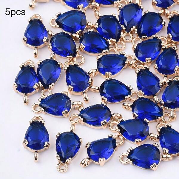 5 pièces Connecteurs en verre transparent de couleurs assorties en forme de larme pour la création de bijoux DIY, convient pour les bracelets, les colliers, les accessoires, les perles