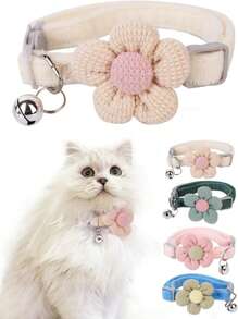Coleira para animais de estimação decorada com flores e pingente, adequada para cães/gatos pequenos, decoração e tração