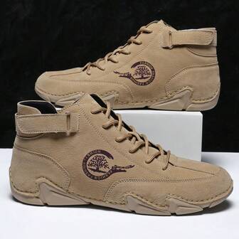 Men's Casual Ankle Boots, Comfortable Lightweight Breathable Sports Boots With Elastic Band, Anti-Slip Soft Sole High-Top Boots For Outdoor Hiking