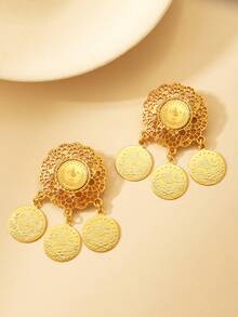 2 件时尚镀金硬币吊坠胸针镂空花朵设计围巾纽扣袖扣库尔德新娘礼服珠宝礼物情人节、妈妈、母亲、母亲节、礼物