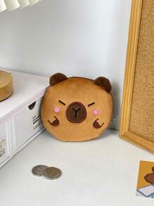 1pc Fashionable & Cute Capybara Plush Coin Purse, Earphone & Lipstick Storage Small Bag, Portable Kids Organizer