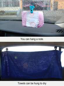 2个装车载吸盘支架：可拆卸式车窗/遮阳板支架 - 可固定窗帘、毛巾和收据 - 彩色 - 查看 4