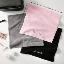 5/10PCS,Microfiber Makeup Towels, Reusable Soft Absorbent Facial Cloths With Embroidery For Women's Light Beige Care, Contemporary Style,Grey/Pink/Black - Pink - View 3