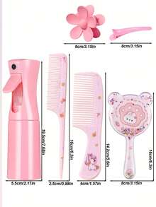 8pcs Cartoon Hair Brush Set, Suitable For All Hair Types, Dual-Use Wet & Dry, ABS Plastic Handle, Great Gift - Multicolor - View 12