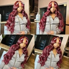 200% 99j Burgundy Lace Front Human Hair Wigs 13x4 Pre Plucked Transparent Lace Colored Body Wave Lace Frontal Wigs Human Hair For Women - S99J - View 7