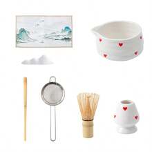 7/9pcs Japanese Matcha Whisk Set, Cute Heart Pattern Matcha Bowl With Spout And Matcha Whisk Set For Making Matcha Drinks, 7pcs Perfect Matcha Kit For Japanese Matcha Tea Ceremony Gift - Multicolor - View 15