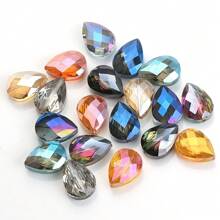 10pcs 14mm Bird Nest/ 13*18mm Grid Water Drop Hole Cut Glass Beads, DIY Craft Accessories For Jewelry Making, Cell Phone Chain, Keychain, Earrings, Necklaces, Shoes & Apparel Decoration