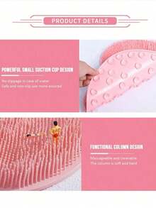 1pc Silicone Back Scrubber, Non-Slip Bathroom Shower Mat, Massage Shower Mat, Bus Foot Scrubber Mat With Suction Cup, Suitable For Shower And Bus Use - Multicolor - View 4