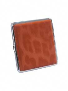 1pc 20 Slot Leopard Print Cigarette Case, Creative New Metal & Leather Simple Crush-Proof Portable Cigarette Box, Unisex Gift, Smoking Accessories, Cigarette Storage, Cigarette Holder Case