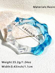 1 Stück Sommer Azur Glitzer Harz Armreif Set, transparentes Farbblockdesign, geeignet für den täglichen Gebrauch von Frauen, Strand, Resort