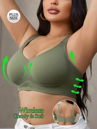 1pc Women's Black Wireless Full Coverage Comfort Breathable Sports Bra For Yoga, Home