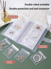 1pc Large Capacity Jewelry Travel Storage Box - 84/160 Slots Multipurpose Storage Book - Transparent Ring Display Case, Anti-Oxidization Necklace Ring Pouch, Jewelry Accessories Earrings Organizer, Storage Bag Bathroom Accessories Back To School