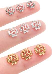 20 piezas de cuentas de trébol de cuatro hojas y flor en forma de corazón - Componentes de joyería de aleación triple chapada (oro de 18K + plata esterlina + oro blanco) para hacer collares, pulseras y pendientes DIY