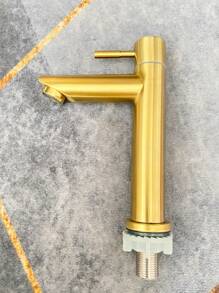 1 pezzo Rubinetto lavandino in acciaio inossidabile, rubinetto acqua fredda singolo, montaggio su piano lavandino, disponibile in cromato, nero, oro