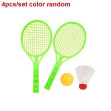 Juego de 4 piezas de mini raquetas de bádminton y tenis de mesa de plástico con 2 pelotas, diseño ligero y duradero, adecuado para adultos, juegos de interior/exterior, regalos de fiesta de cumpleaños, herramientas deportivas (algunos colores son aleatorios)