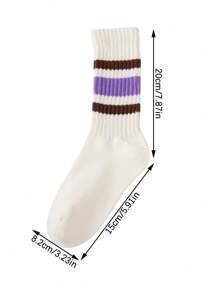 1 par/5 pares de calcetines a rayas de color de dopamina, para uso doméstico, fitness, transpirables y que absorben la humedad, calcetines largos de tubo para mujeres, aptos para todas las estaciones