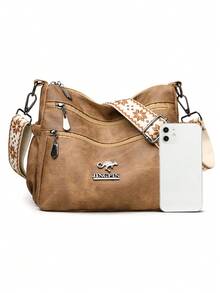 Women's Soft Material Crossbody Bag, Middle-Aged Shoulder Bag, New Spring/Autumn Design - Brown - View 3