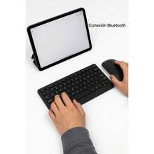 Rechargeable Bluetooth Keyboard And Ultra-Portable Wireless Mouse Combo In Four Colors – Ideal For Work, Study And Travel, Compatible With Multiple Devices - Black - View 3