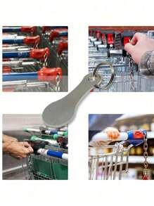 1 pezzo Pratica e durevole portachiavi in acciaio inossidabile per carrelli del supermercato