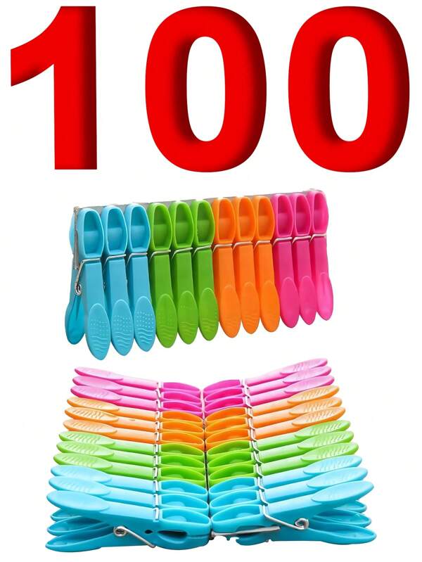 Set de 12/24/48 pinzas de ropa de colores de 73mm, pinzas para calcetines y ropa de plástico resistente con resortes, imprescindibles para volver al colegio, ideales para secar ropa, toallas y calcetines (colores aleatorios)