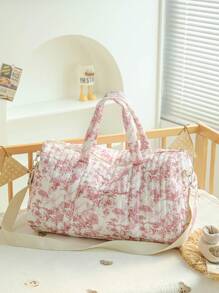 Quilted High Capacity Travel Tote Bag, Weekend Short Trip Storage Bag, Lightweight Washable Mom's Maternity Bag With Detachable Shoulder Strap Bag For School School Accessories School Stuff