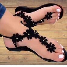 Sandalia Samar  Casual    Tela    flor    negra de pulsera  Vacaciones    primavera verano - Negro - Ver 1