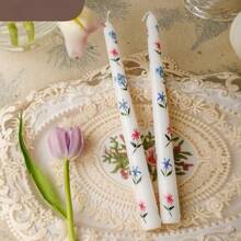 Caja de regalo con 2/4 piezas de velas perfumadas cónicas de 25 cm, con diseño pintado a mano de rosa romántica. Diámetro de la base 2,3 cm/0.91 pulgadas, para decoración del hogar, cena a la luz de las velas, decoración de mesa y decoración de bodas