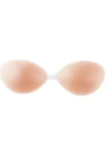 1 Pair Apricot Color Silicone Push-Up Invisible Bra Pads, Adhesive Cleavage Enhancer For Backless, Strapless Dresses, Bridal Gowns