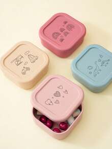 PopLittleOne 1pc Silicone Baby Food Storage Box Cute Pattern Baby Tableware Single Compartment Baby Outdoor Dinner Box Portable Baby Lunch Box Baby Shower Gift - Multicolor - View 4