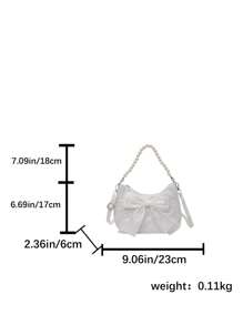 1 Piece Of Cute Versatile Crossbody Bag With Bow Pearl Nylon Zipper Closure, Suitable For Daily Use, Zipper Design, Adjustable Shoulder Strap, Suitable For School And Travel, Can Easily Accommodate Daily Necessities, Versatile Single Product, Fashion Darling, Suitable For All Styles And Occasions, With Strong Style Adaptability