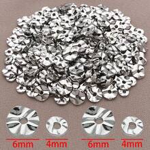 20/30/50 件真 18K 镀金隔珠，黄铜波浪圆盘珠 4/6 毫米金属扁平圆形珠子珠宝配件，适用于耳环手链项链珠宝制作