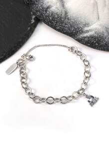 1 pieza Único y sencillo collar con colgante de plata de ley 925 con dije en forma de manzana "ABC" para hacer manualidades, joya fina para mujeres como regalo