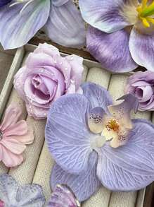 80 Stücke künstliche Simulation lila Blütenköpfe Blumenset, DIY Dekozubehör, bunte künstliche Blumen, geeignet für Hochzeitsfeier Heimdekoration