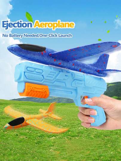 1pc Launching Foam Airplane Launcher, Outdoor Interactive Catapult Glider,Jet,Airplan,Airplane Items,Airplane,Airplane Toy,Aeroplane